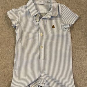 Blue and white cotton romper